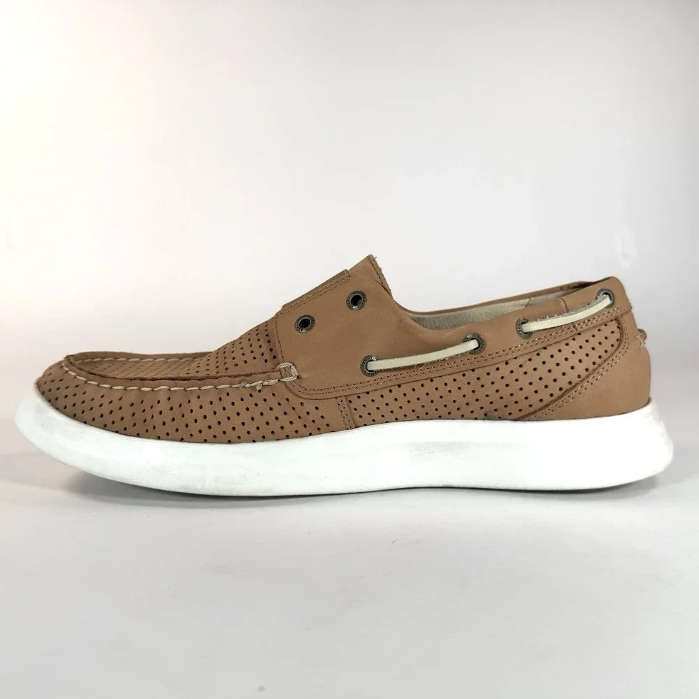 Tommy Bahama Aeonian Perf Boat Shoes Mens‎ 10 Tan Leather Slip On Casual